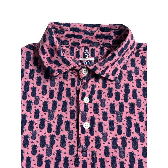 Tailorbyrd Other - TailorByrd Men's Shirt Golf Polo Pink Navy Pineapples Performance Preppy Large